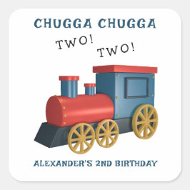 Chugga Two Two Trein Tweede Verjaardag Vierkante Sticker