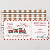 Chugga Two Two Winter Train Ticket Second Birthday Kaart (Voorkant / Achterkant)