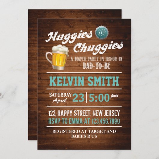 Chuggies & Huggies Baby shower Uitnodiging (Voorkant / Achterkant)