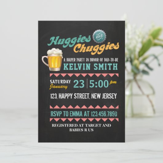 Chuggies & Huggies Baby shower Uitnodiging (Staand voorkant)