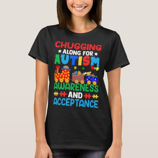 Chugging Along Voor Autisme Dag  T-shirt (Voorkant)