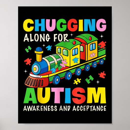 Chugging mee voor autisme bewustzijn acceptatietra poster (Voorkant)