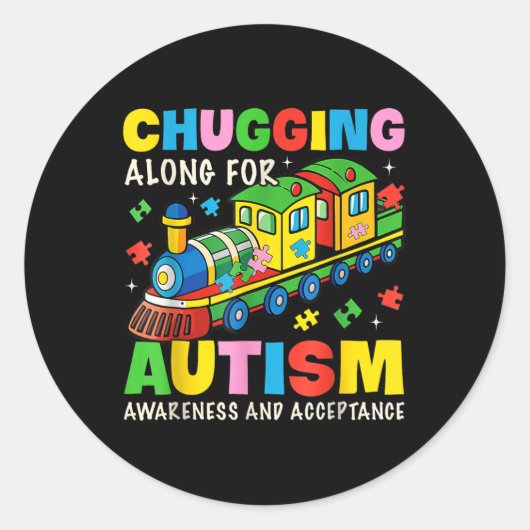 Chugging mee voor autisme bewustzijn acceptatietra ronde sticker (Voorkant)
