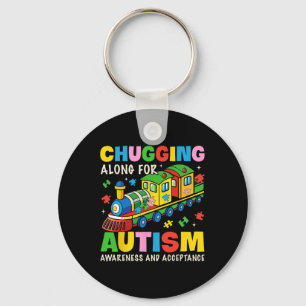 Chugging mee voor autisme bewustzijn acceptatietra sleutelhanger