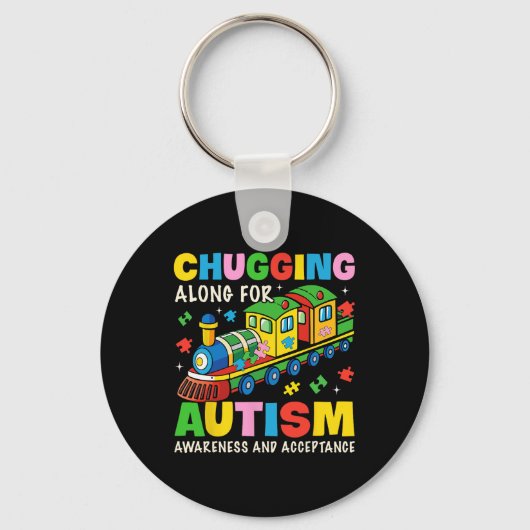 Chugging mee voor autisme bewustzijn acceptatietra sleutelhanger (Voorkant)