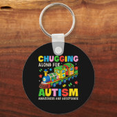 Chugging mee voor autisme bewustzijn acceptatietra sleutelhanger (Voorkant)