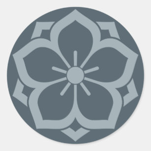 Chuinyaekikyo Japans Kamon Cherry Blossom Blue Ronde Sticker