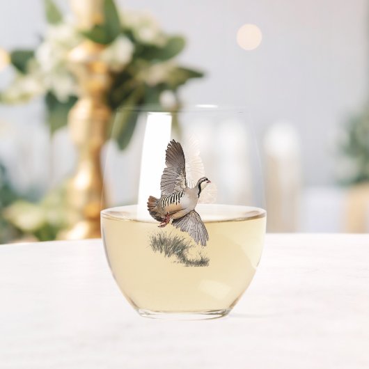 Chukar Partridge Art Wijnglas Zonder Voet (Insitu (Huwelijk))