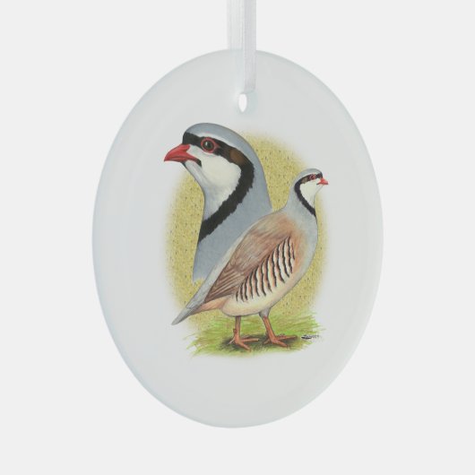 Chukar Partridge Combo Glas Ornament (Voorkant Rechts)