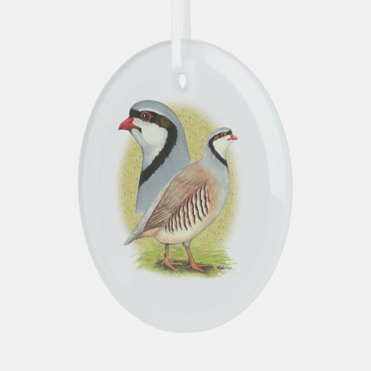 Chukar Partridge Combo Glas Ornament (Voorkant links)
