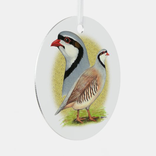Chukar Partridge Combo Metalen Ornament (Voorkant Rechts)