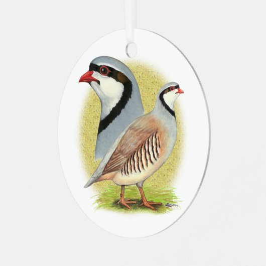 Chukar Partridge Combo Metalen Ornament (Voorkant links)