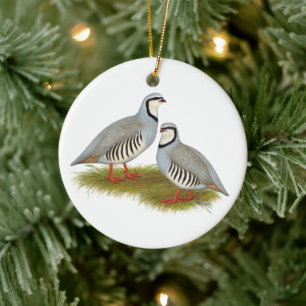 Chukar Partridge Pair Keramisch Ornament