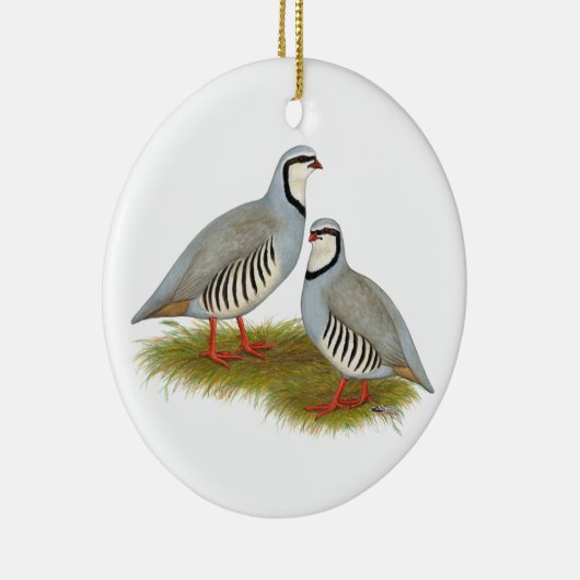 Chukar Partridge Pair Keramisch Ornament (Rechts)