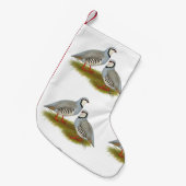 Chukar Partridge Pair Kleine Kerstsok (Voorkant (Hangend))