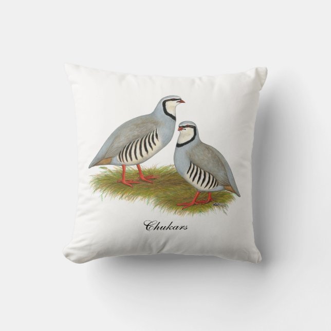 Chukar Partridge Pair Kussen (Voorkant)