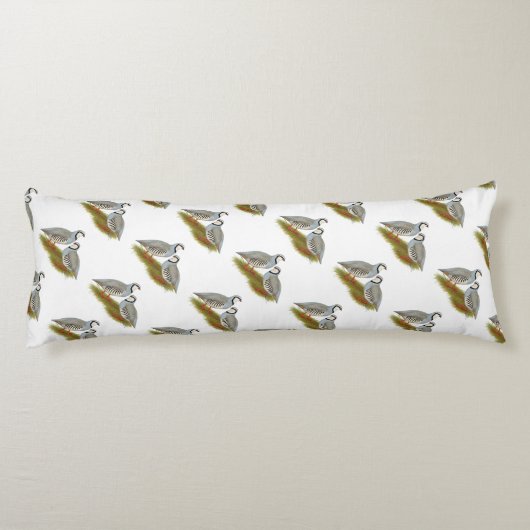 Chukar Partridge Pair Lichaamskussen (Achterkant)