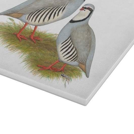 Chukar Partridge Pair Snijplank (Hoek)