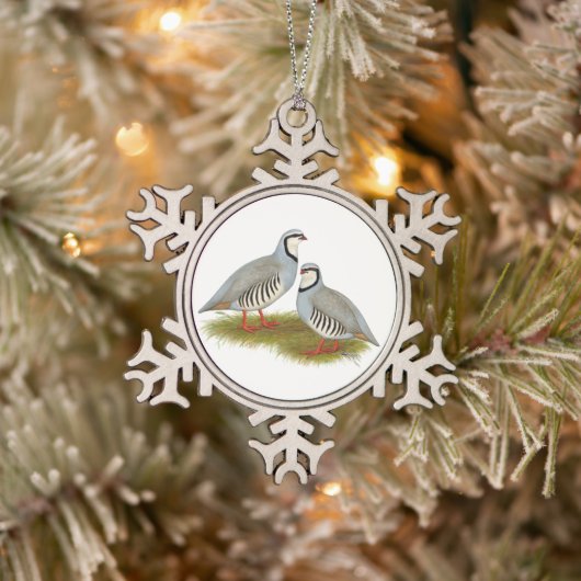 Chukar Partridge Pair Tin Sneeuwvlok Ornament (Boom)