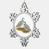 Chukar Partridge Pair Tin Sneeuwvlok Ornament (Rechts)