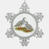 Chukar Partridge Pair Tin Sneeuwvlok Ornament (Voorkant)