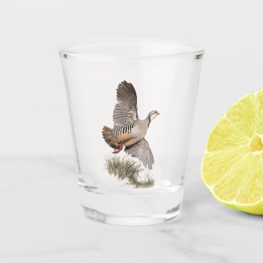 Chukar patrijs, kunst shot glas (Voorkant)