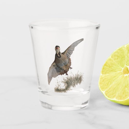 Chukar patrijs, kunst shot glas (Voorkant)