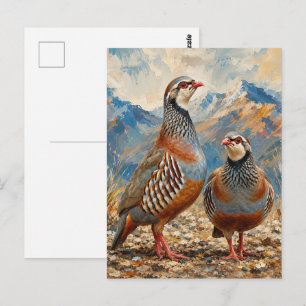 Chukar Patrijzen Paar Kunst  Briefkaart