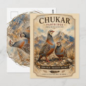 Chukar Patrijzen Paar Kunst Briefkaart (Voorkant / Achterkant)