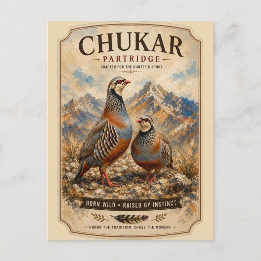 Chukar Patrijzen Paar Kunst Briefkaart (Voorkant)