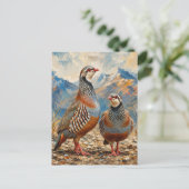 Chukar Patrijzen Paar Kunst Feestdagenkaart (Staand voorkant)