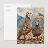 Chukar Patrijzen Paar Kunst Feestdagenkaart (Voorkant / Achterkant)