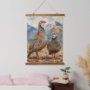 Chukar Patrijzen Paar Kunst  Hangend Wandkleed