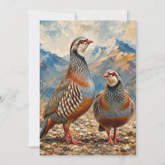 Chukar Patrijzen Paar Kunst Kaart (Voorkant)