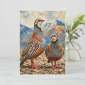 Chukar Patrijzen Paar Kunst Kaart (Staand voorkant)