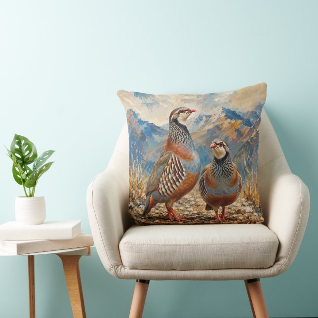 Chukar Patrijzen Paar Kunst  Kussen (Stoel)