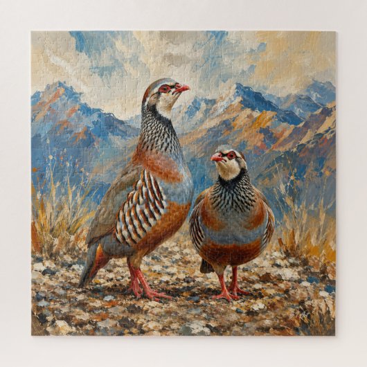 Chukar Patrijzen Paar Kunst Legpuzzel (Verticaal)