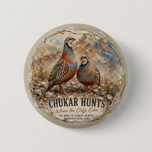 Chukar Patrijzen Paar Kunst Ronde Button 5,7 Cm