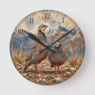 Chukar Patrijzen Paar Kunst Ronde Klok
