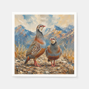 Chukar Patrijzen Paar Kunst Servet