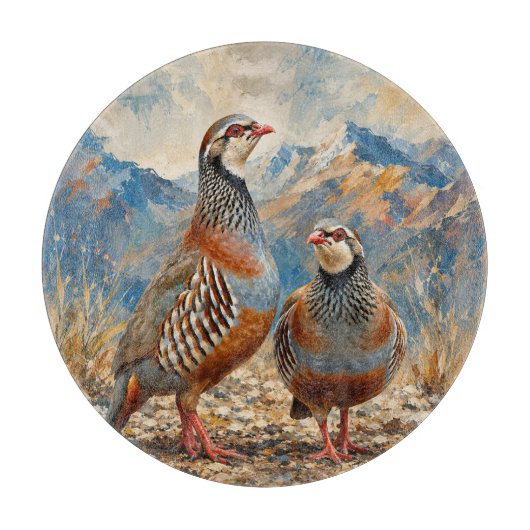 Chukar Patrijzen Paar Kunst  Snijplank (Voorkant)