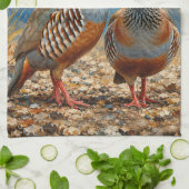 Chukar Patrijzen Paar Kunst  Theedoek (Gevouwen)