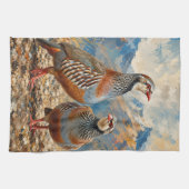 Chukar Patrijzen Paar Kunst  Theedoek (Horizontaal)