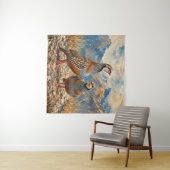 Chukar Patrijzen Paar Kunst Wandkleed (In Situ (horizontaal))