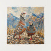 Chukar Patrijzen Paar Kunst Wandkleed (Voorkant)