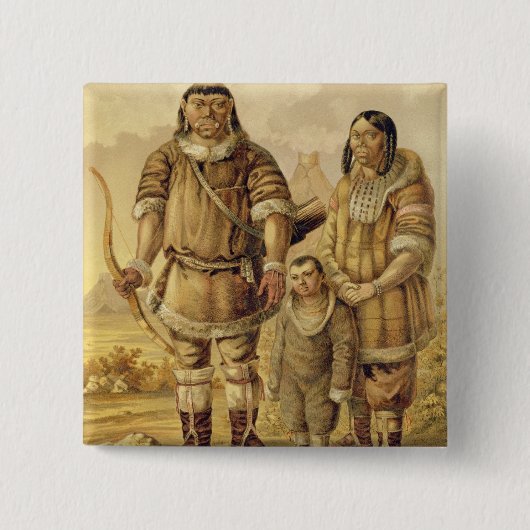 Chukchi Nomads, gegraveerd door Winckelmann en Son Vierkante Button 5,1 Cm (Voorkant)