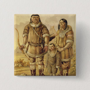 Chukchi Nomads, gegraveerd door Winckelmann en Son Vierkante Button 5,1 Cm