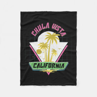 Chula Vista California Retro Vaporwave Beach Fleece Deken