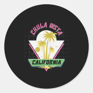 Chula Vista Californië Retro Vaporwave Strand Ronde Sticker