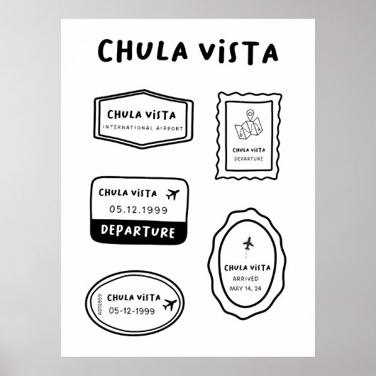 Chula Vista - Reisstempel Collectie Poster (Voorkant)